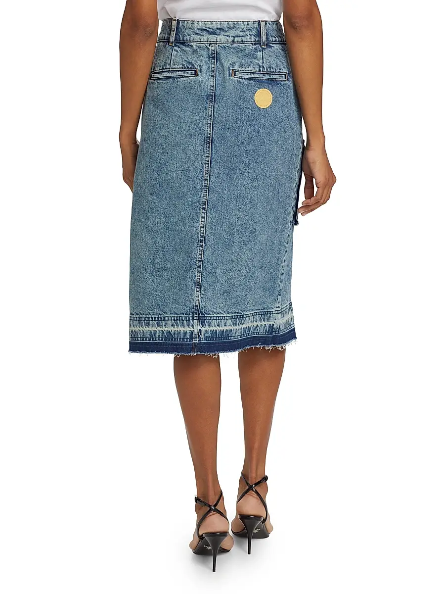 Moschino Jeans Women's Ruffled Cargo Denim Midi-Skirt | Thumbnail 5 Moschino Jeans Women's Ruffled Cargo Denim Midi-Skirt | Thumbnail 5