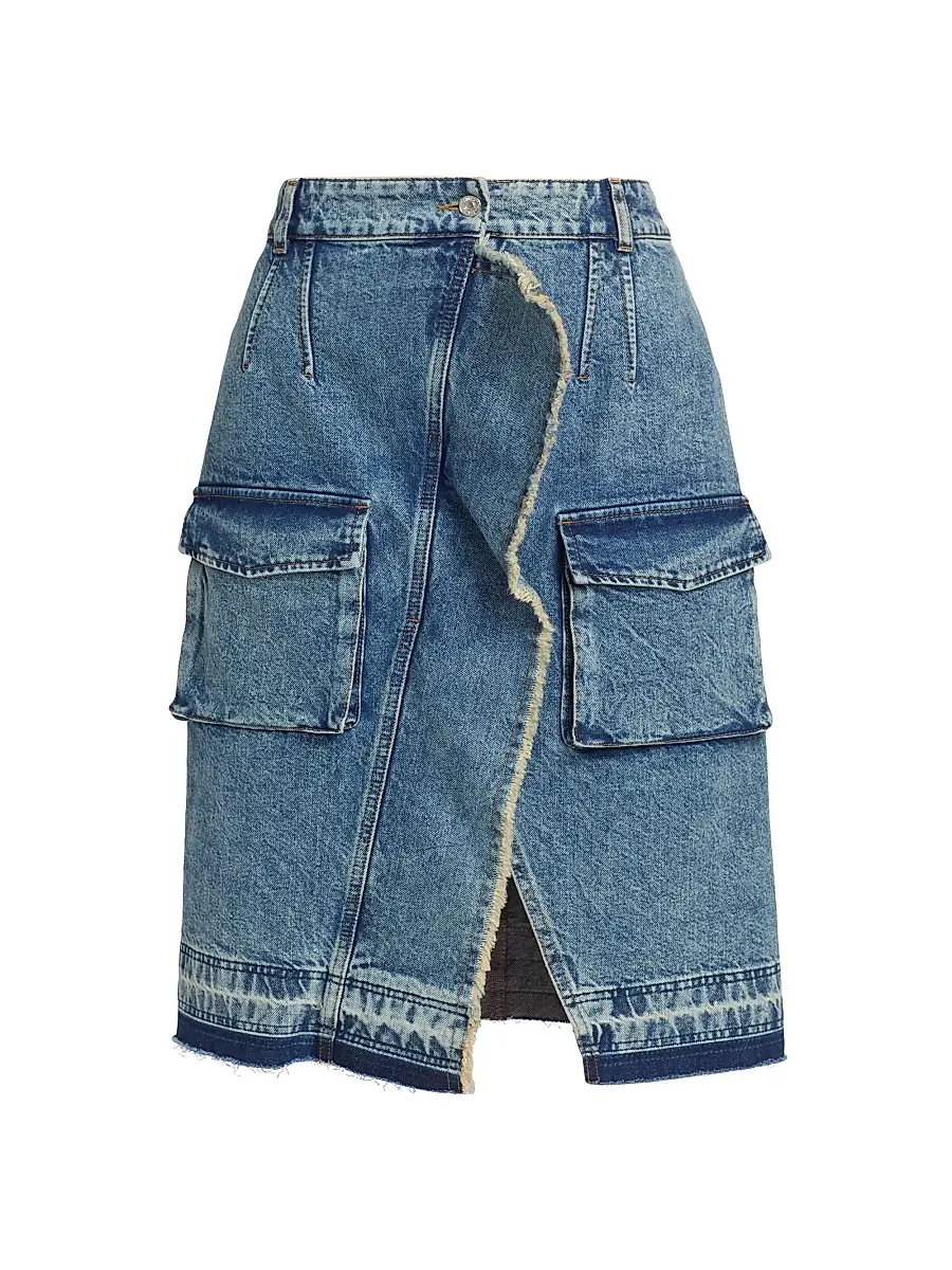 Moschino Jeans Women's Ruffled Cargo Denim Midi-Skirt