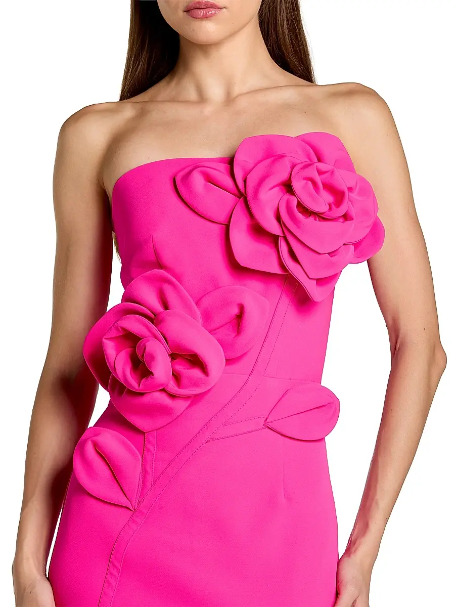 Mac Duggal Women's Floral Embellished Crepe Strapless Maxi Dress | Thumbnail 3 Mac Duggal Women's Floral Embellished Crepe Strapless Maxi Dress | Thumbnail 3
