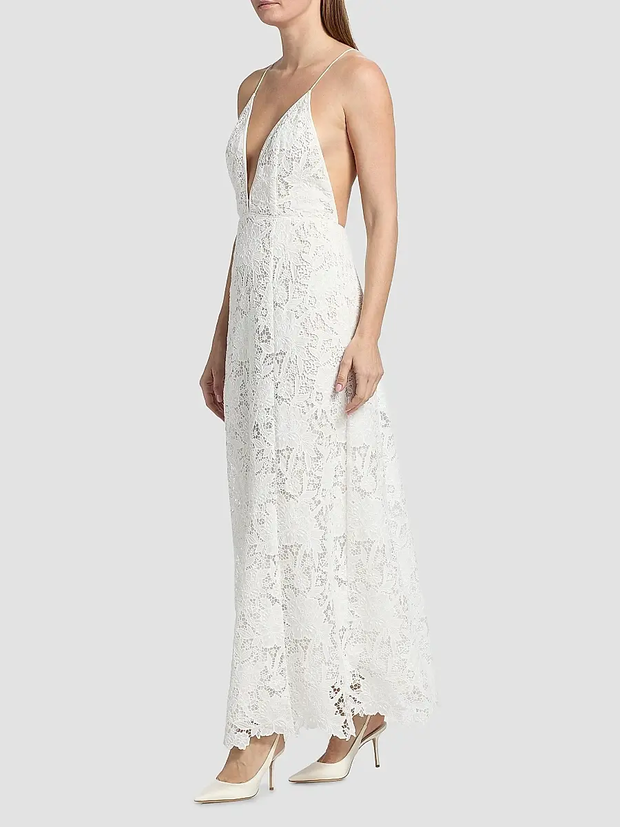 Ronny Kobo Women's Kim Embroidered Plunging V-Neck Maxi Dress | Thumbnail 2