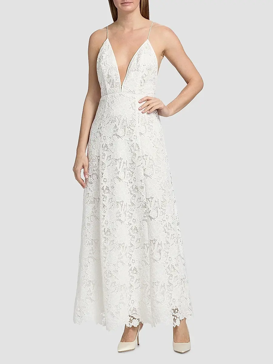Ronny Kobo Women's Kim Embroidered Plunging V-Neck Maxi Dress | Thumbnail 3