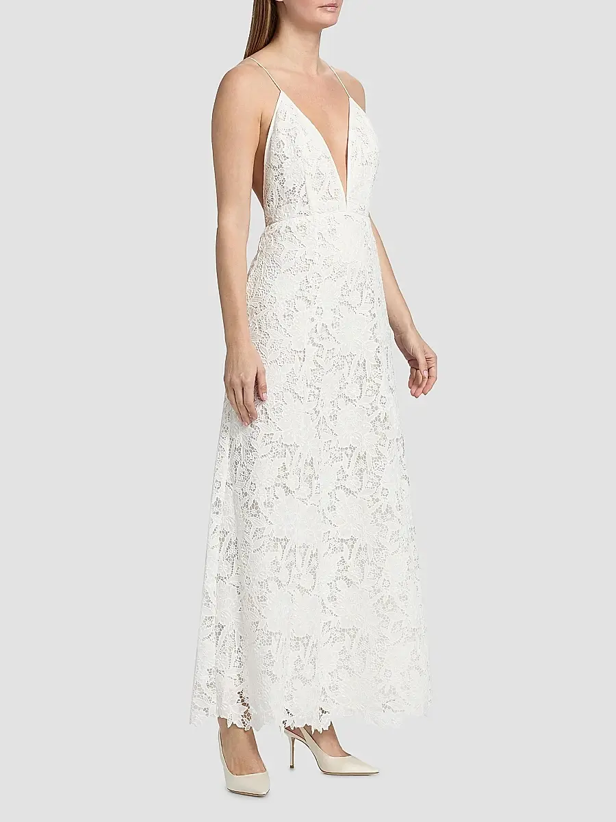 Ronny Kobo Women's Kim Embroidered Plunging V-Neck Maxi Dress | Thumbnail 4
