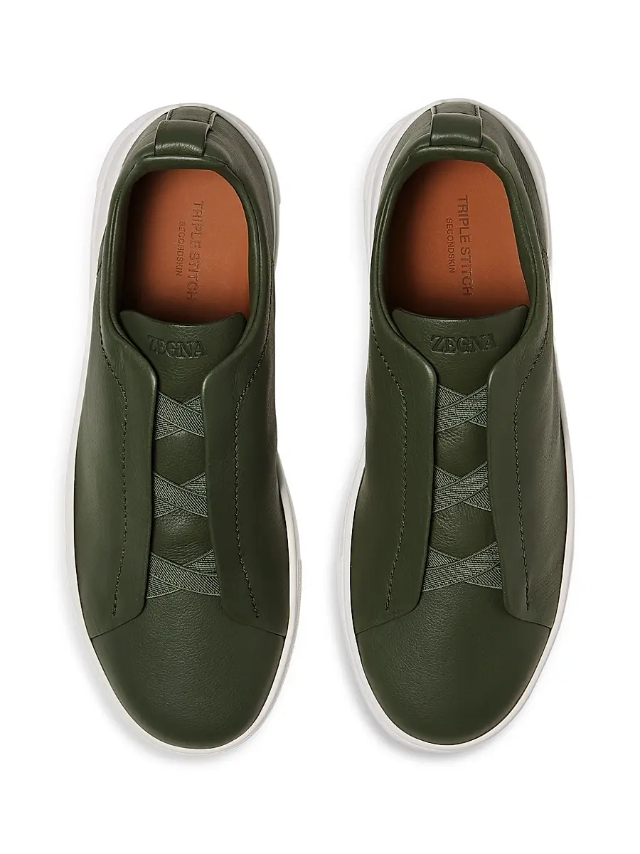 Zegna Men's Secondskin Triple Stitch Sneakers | Thumbnail 3 Zegna Men's Secondskin Triple Stitch Sneakers | Thumbnail 3