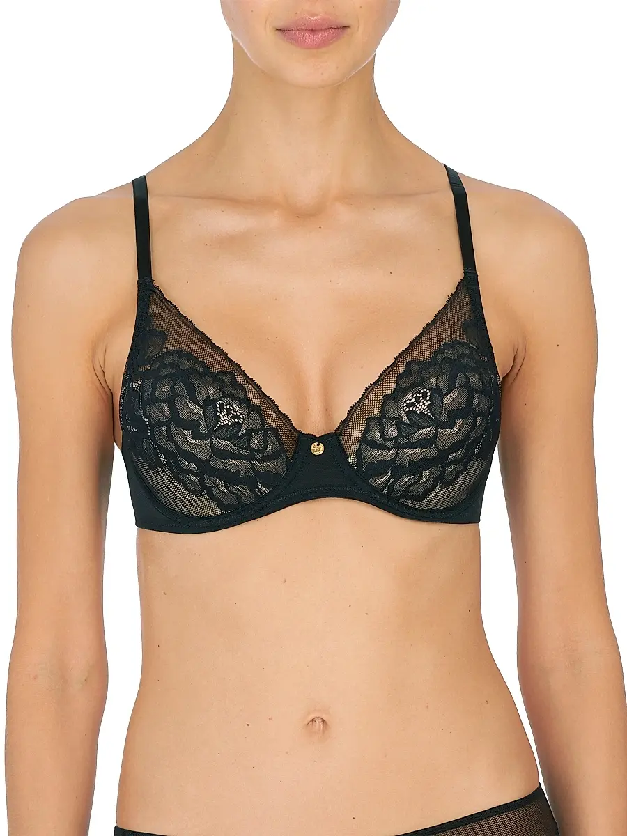 Natori Women's Flora Lace Plunge Bra - Black - Size 30C | Image 1 Natori Women's Flora Lace Plunge Bra - Black - Size 30C | Image 1