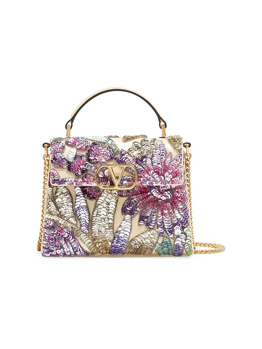 Valentino Garavani Women's V-Sling Crossbody Embroidered Bag | Image 1 Valentino Garavani Women's V-Sling Crossbody Embroidered Bag | Image 1