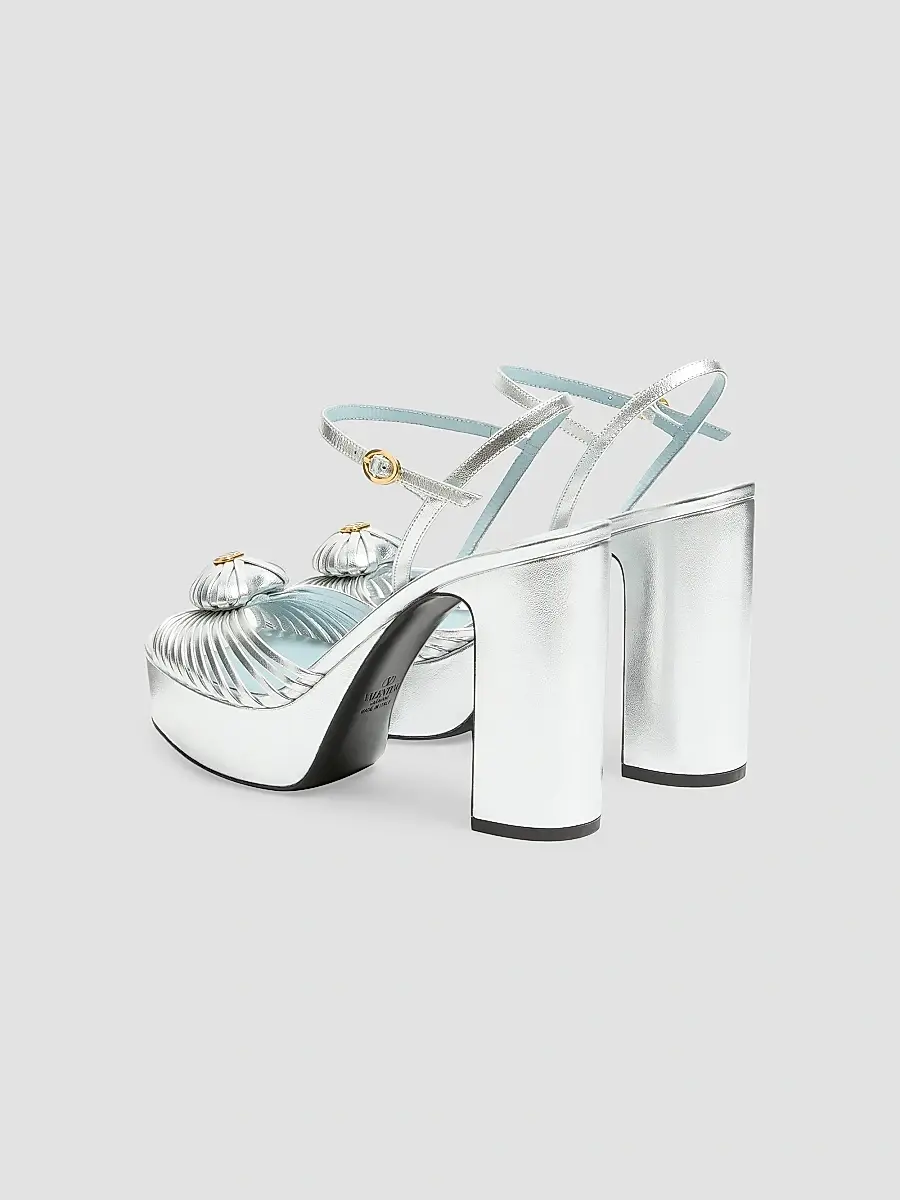 Valentino Women's Coeur Royal 115MM Platform Sandals in Laminated Nappa - Silver | Thumbnail 3 Valentino Women's Coeur Royal 115MM Platform Sandals in Laminated Nappa - Silver | Thumbnail 3