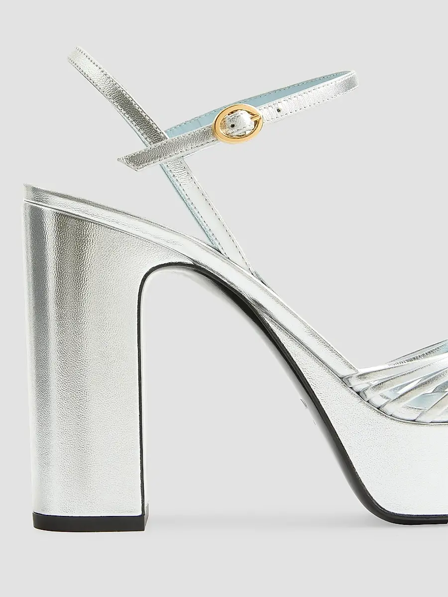 Valentino Women's Coeur Royal 115MM Platform Sandals in Laminated Nappa - Silver | Thumbnail 6 Valentino Women's Coeur Royal 115MM Platform Sandals in Laminated Nappa - Silver | Thumbnail 6