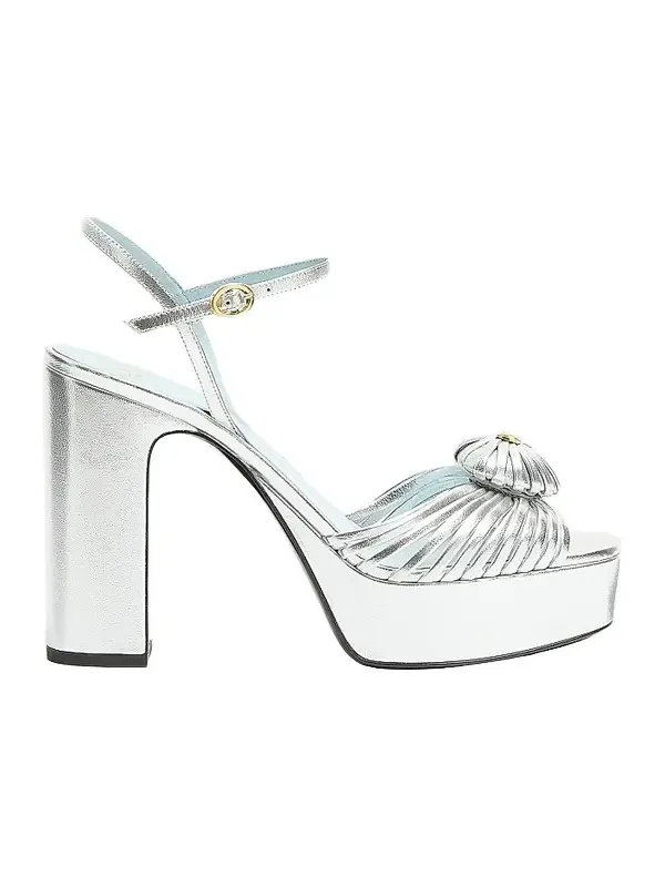 Women's Coeur Royal 115MM Platform Sandals in Laminated Nappa - Silver