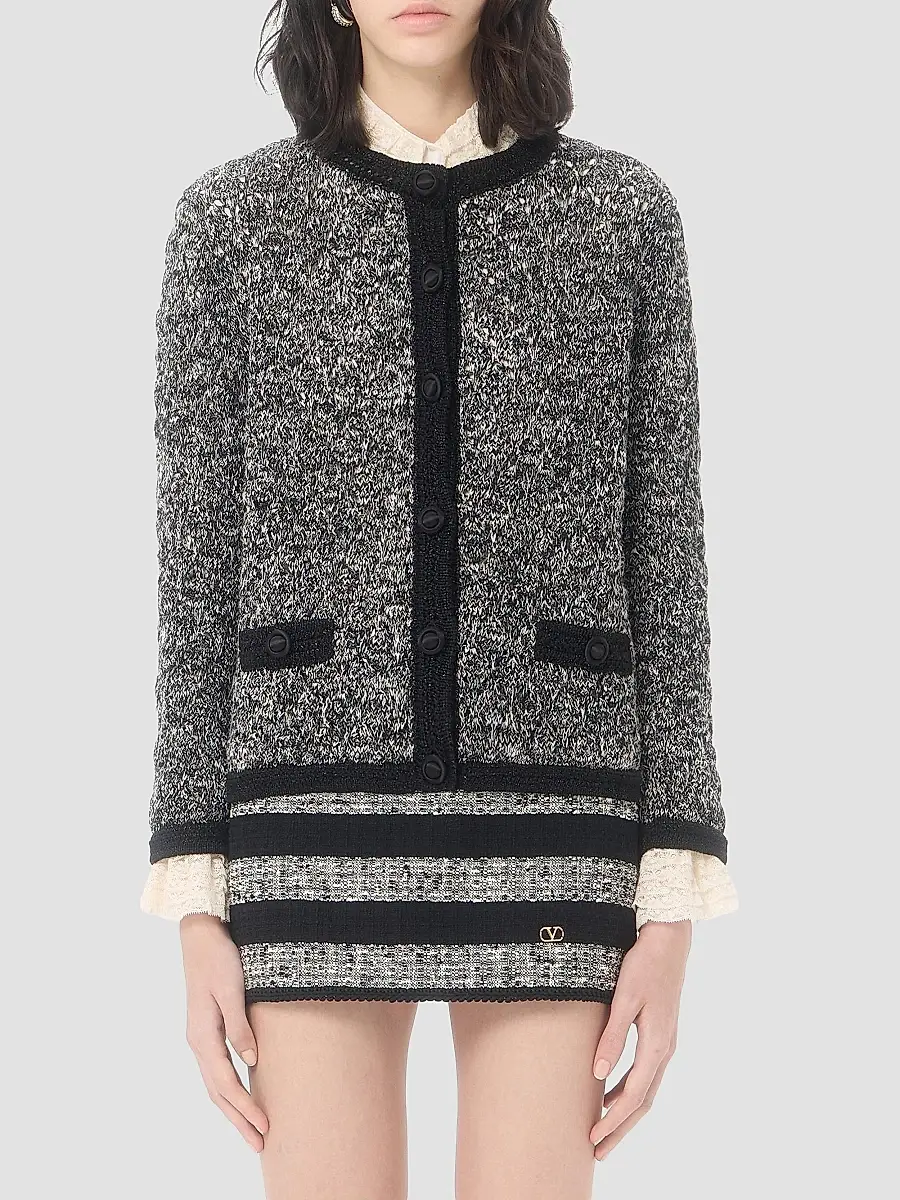 Valentino Women's Knitted Jacket in Linen and Lurex - Black | Thumbnail 3 Valentino Women's Knitted Jacket in Linen and Lurex - Black | Thumbnail 3