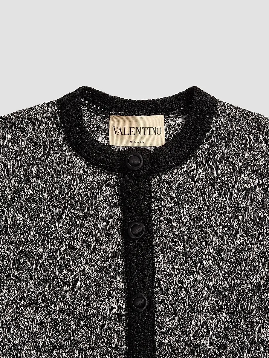 Valentino Women's Knitted Jacket in Linen and Lurex - Black | Thumbnail 7 Valentino Women's Knitted Jacket in Linen and Lurex - Black | Thumbnail 7