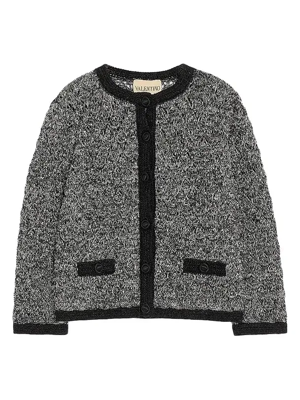 Women's Knitted Jacket in Linen and Lurex - Black