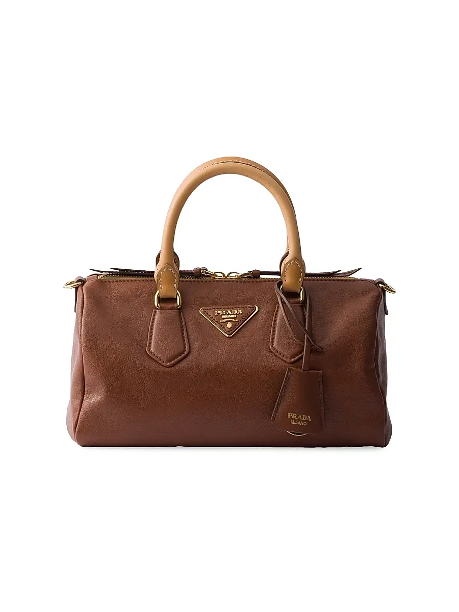 Prada Women's Small Leather Top-Handle Bag - Brown | Image 1 Prada Women's Small Leather Top-Handle Bag - Brown | Image 1