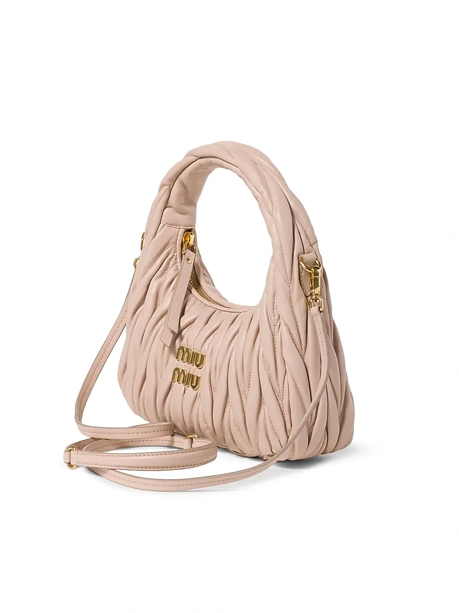 Miu Miu Women's Wander Matelassé Nappa Leather Hobo Bag | Thumbnail 3 Miu Miu Women's Wander Matelassé Nappa Leather Hobo Bag | Thumbnail 3