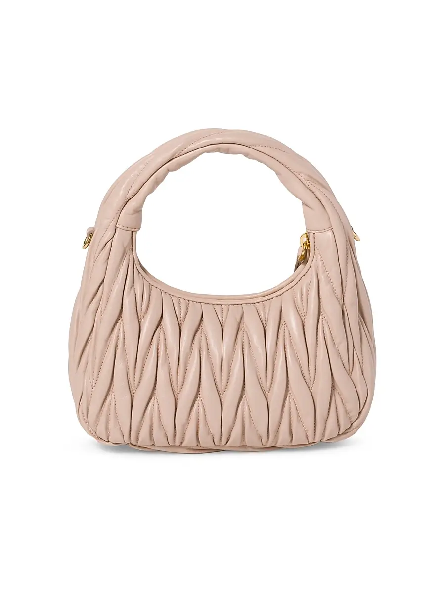 Miu Miu Women's Wander Matelassé Nappa Leather Hobo Bag | Thumbnail 4 Miu Miu Women's Wander Matelassé Nappa Leather Hobo Bag | Thumbnail 4