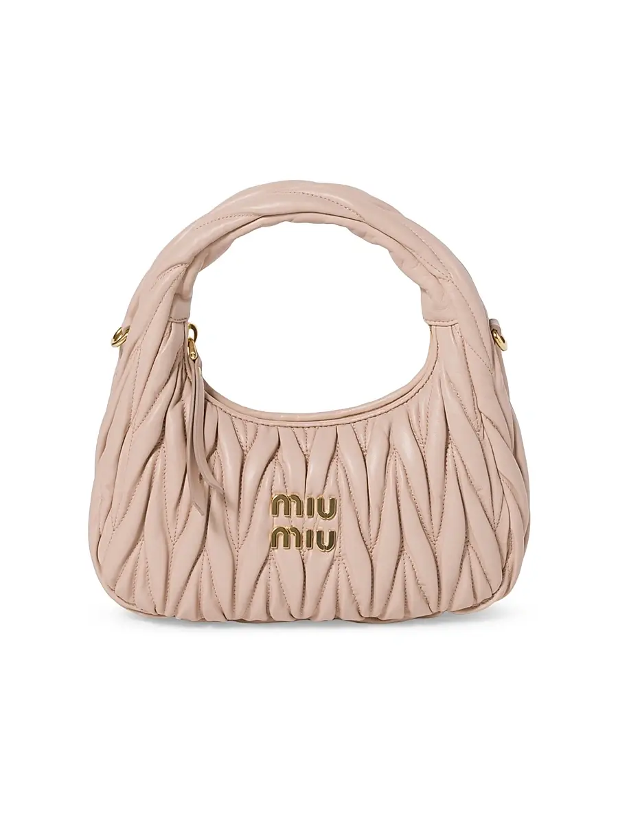 Miu Miu Women's Wander Matelassé Nappa Leather Hobo Bag | Image 1 Miu Miu Women's Wander Matelassé Nappa Leather Hobo Bag | Image 1