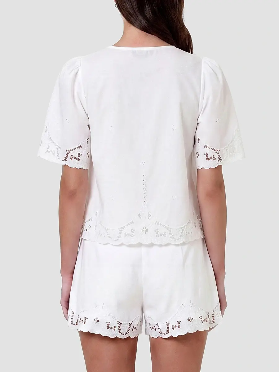 Nicholas the Label Women's Isabel Embroidered Tie-Front Cotton Top | Thumbnail 5 Nicholas the Label Women's Isabel Embroidered Tie-Front Cotton Top | Thumbnail 5