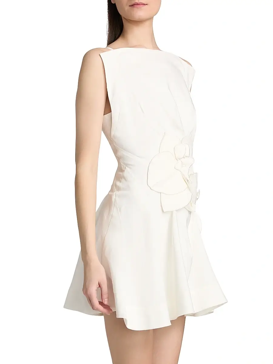 ACLER Women's Warra Floral-Appliqué Linen A-Line Minidress | Thumbnail 4