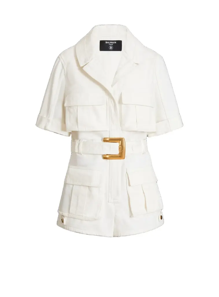 Balmain Belted denim playsuit | Image 1 Balmain Belted denim playsuit | Image 1