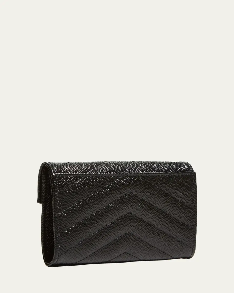 Saint Laurent YSL Monogram Small Flap Wallet in Grained Leather | Thumbnail 3 Saint Laurent YSL Monogram Small Flap Wallet in Grained Leather | Thumbnail 3