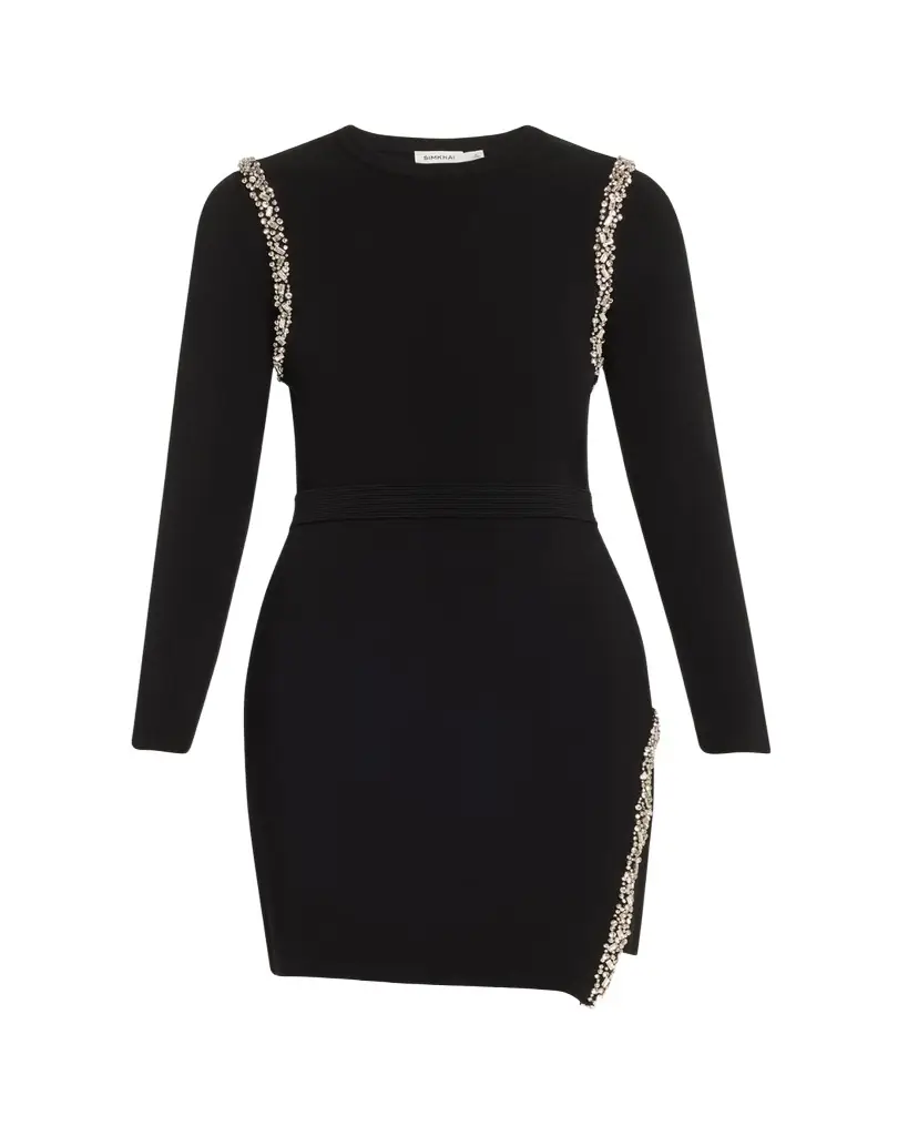 SIMKHAI Nyx Embellished Long-Sleeve Wrap Dress | Image 1 SIMKHAI Nyx Embellished Long-Sleeve Wrap Dress | Image 1