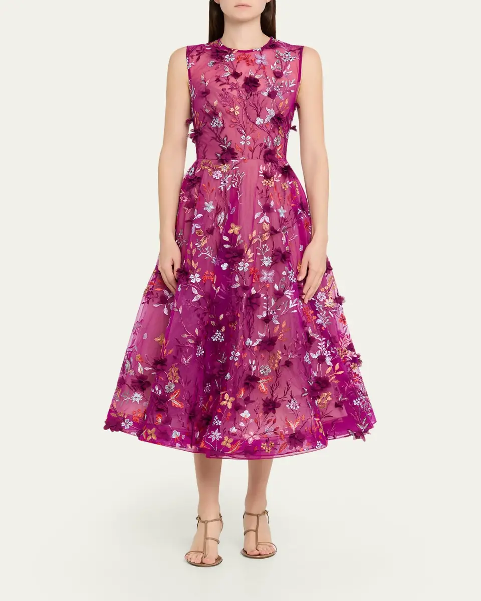 Bronx and Banco Saba Floral-Embroidered Sleeveless Midi Dress | Thumbnail 2