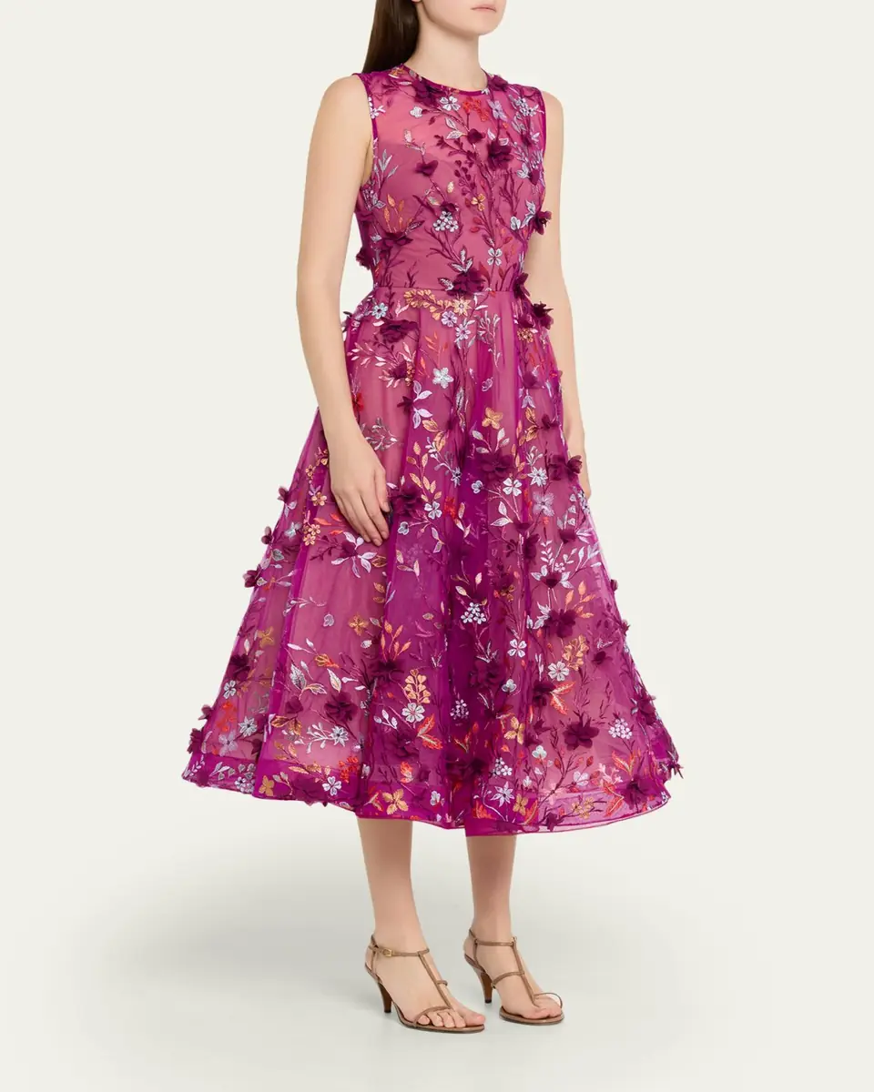 Bronx and Banco Saba Floral-Embroidered Sleeveless Midi Dress | Thumbnail 4