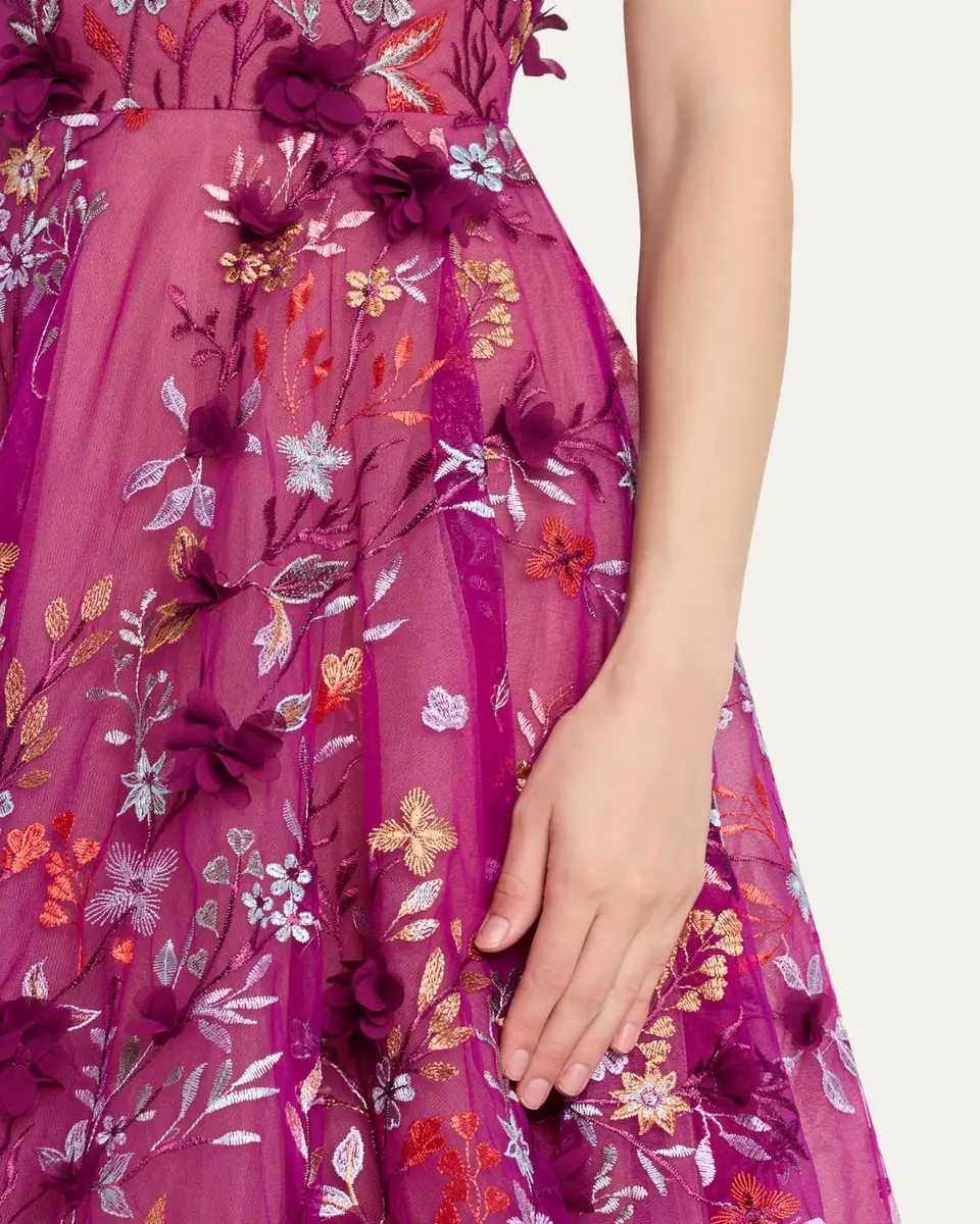 Bronx and Banco Saba Floral-Embroidered Sleeveless Midi Dress | Thumbnail 5