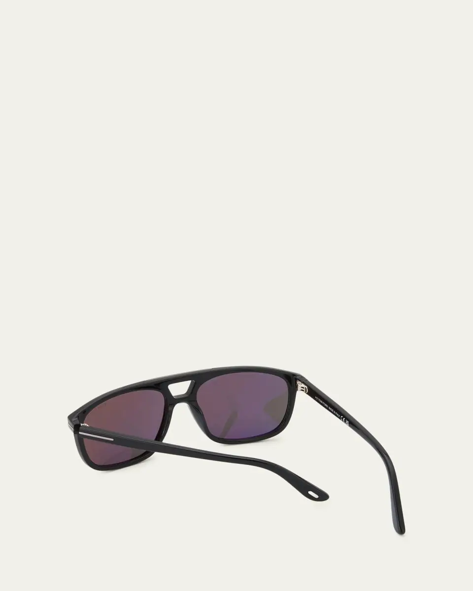 Tom Ford Men's Penn Double-Bridge Acetate Square Sunglasses | Thumbnail 2