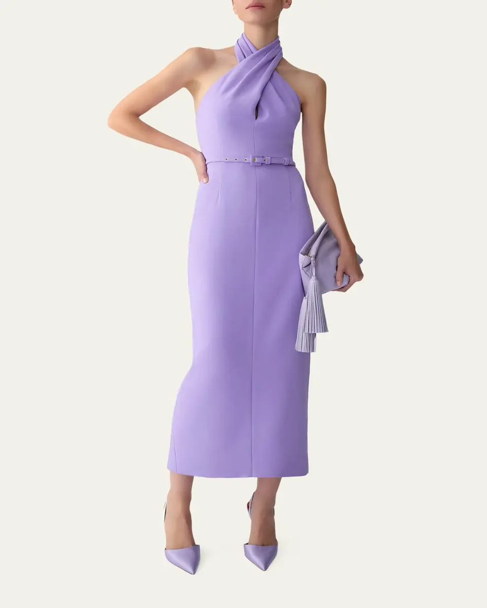 Carolina Herrera Crisscross Halter Midi Dress | Thumbnail 2 Carolina Herrera Crisscross Halter Midi Dress | Thumbnail 2