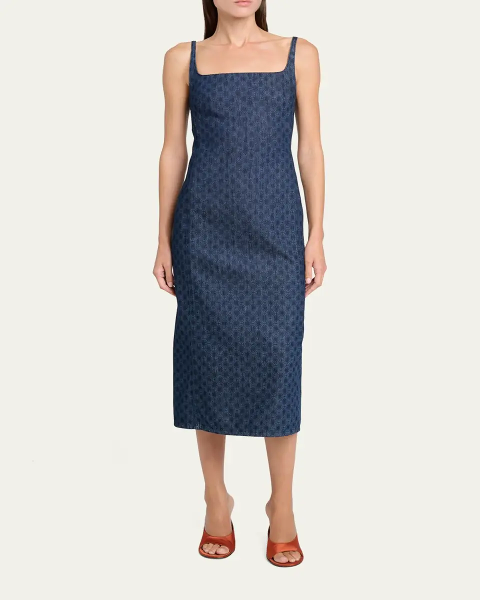 Dries Van Noten Debano Printed Denim Sleeveless Midi Dress | Thumbnail 2 Dries Van Noten Debano Printed Denim Sleeveless Midi Dress | Thumbnail 2