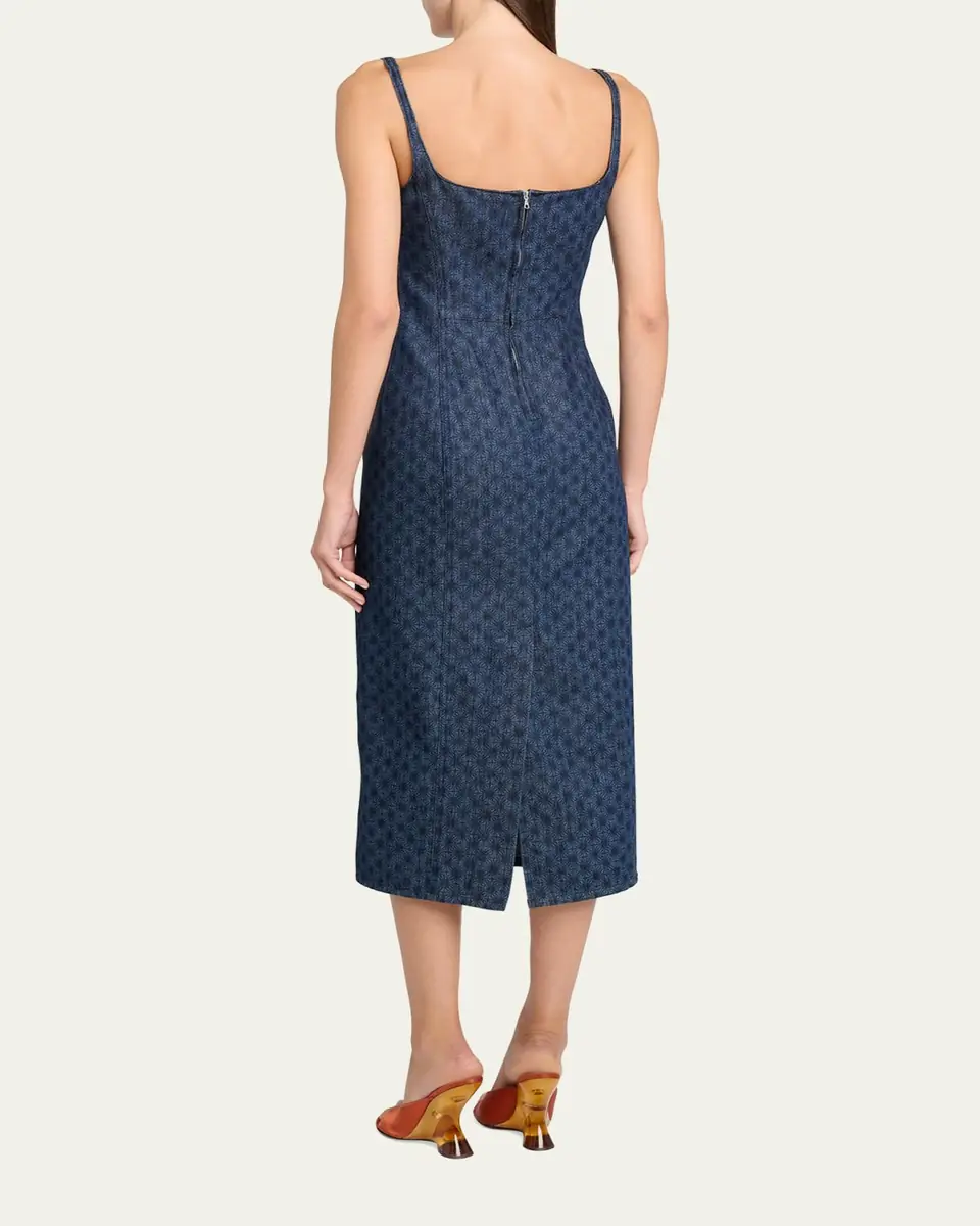 Dries Van Noten Debano Printed Denim Sleeveless Midi Dress | Thumbnail 3 Dries Van Noten Debano Printed Denim Sleeveless Midi Dress | Thumbnail 3