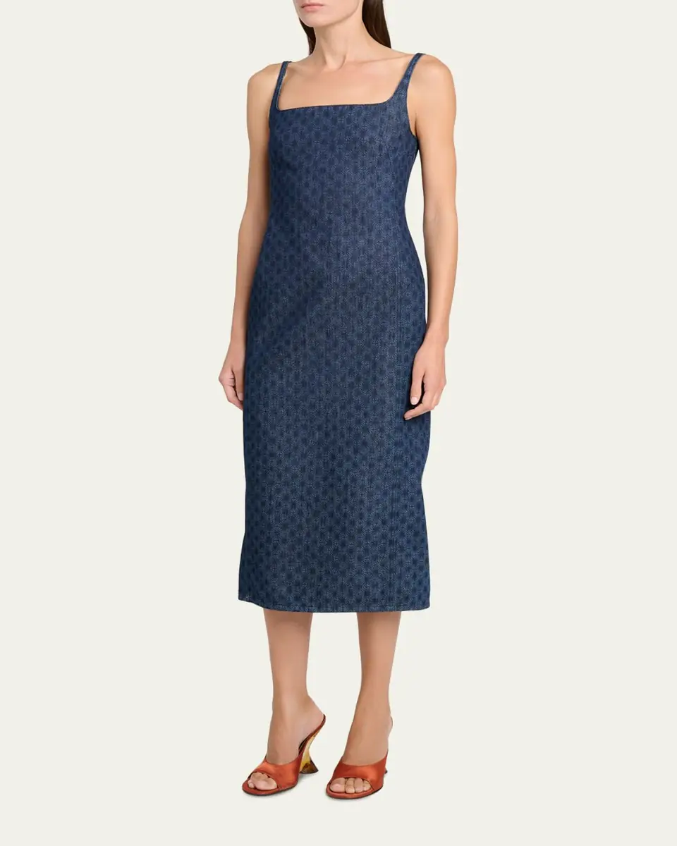 Dries Van Noten Debano Printed Denim Sleeveless Midi Dress | Thumbnail 4 Dries Van Noten Debano Printed Denim Sleeveless Midi Dress | Thumbnail 4