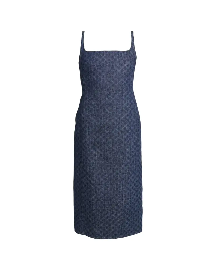 Debano Printed Denim Sleeveless Midi Dress Debano Printed Denim Sleeveless Midi Dress