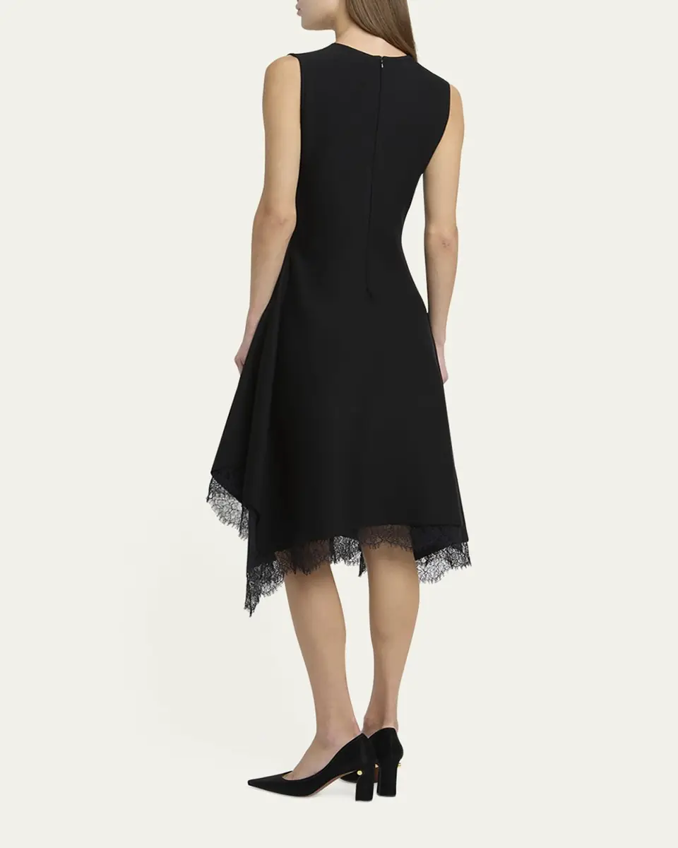 Alexander McQueen Asymmetric Lace Hem Sleeveless Midi Dress | Thumbnail 3 Alexander McQueen Asymmetric Lace Hem Sleeveless Midi Dress | Thumbnail 3