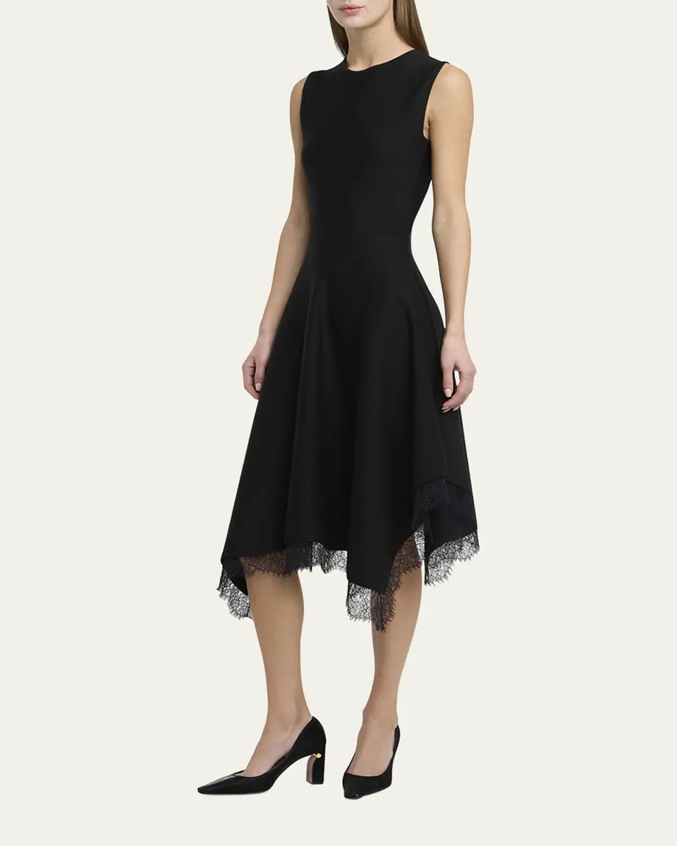 Alexander McQueen Asymmetric Lace Hem Sleeveless Midi Dress | Thumbnail 4 Alexander McQueen Asymmetric Lace Hem Sleeveless Midi Dress | Thumbnail 4