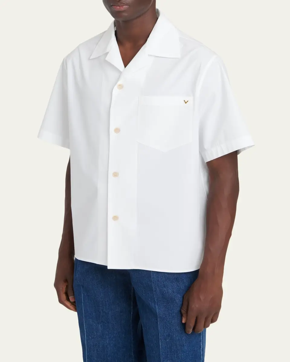 Valentino Garavani Men's Cotton Poplin Camp Shirt | Thumbnail 4