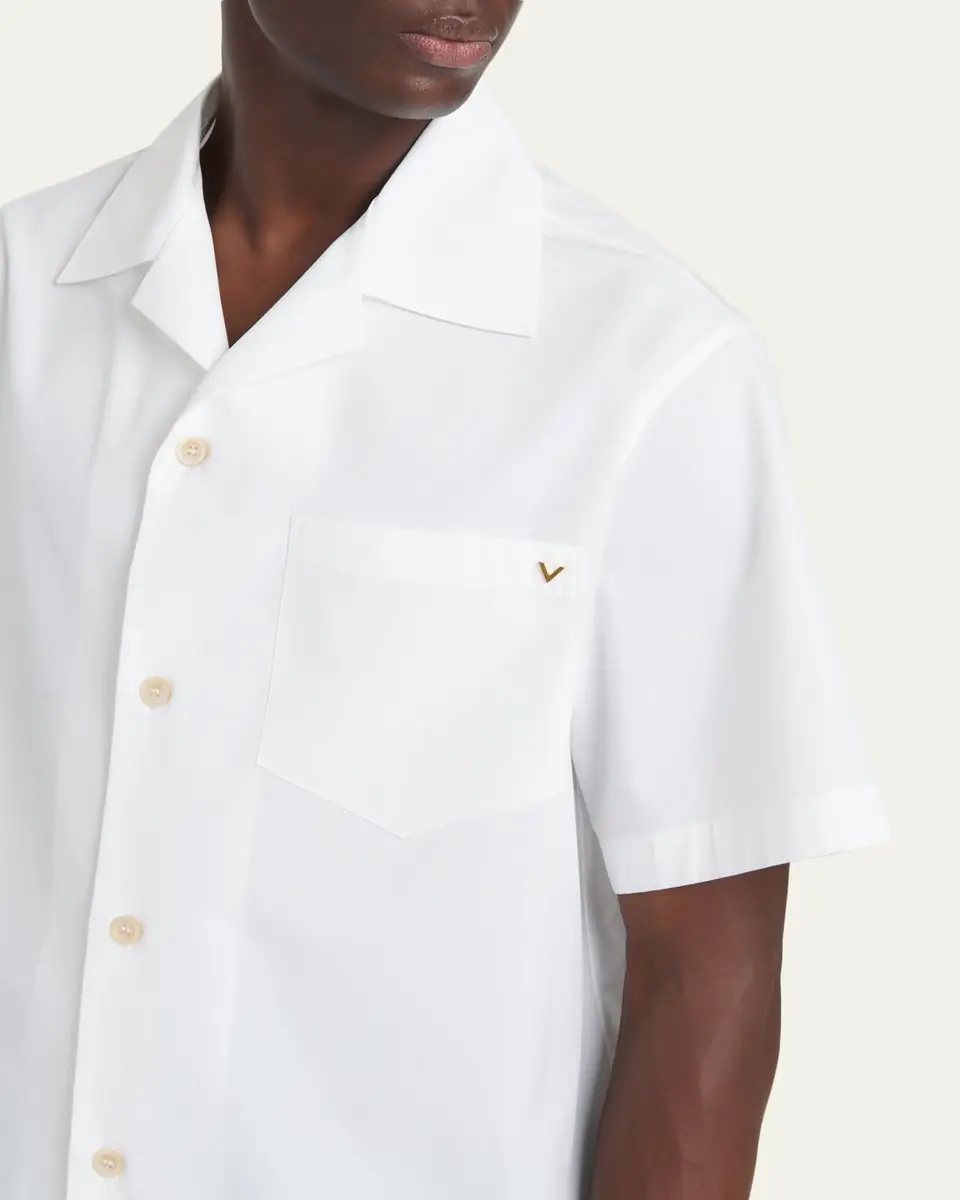Valentino Garavani Men's Cotton Poplin Camp Shirt | Thumbnail 5