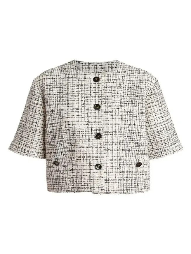 Boxy Tweed Short-Sleeve Jacket Boxy Tweed Short-Sleeve Jacket