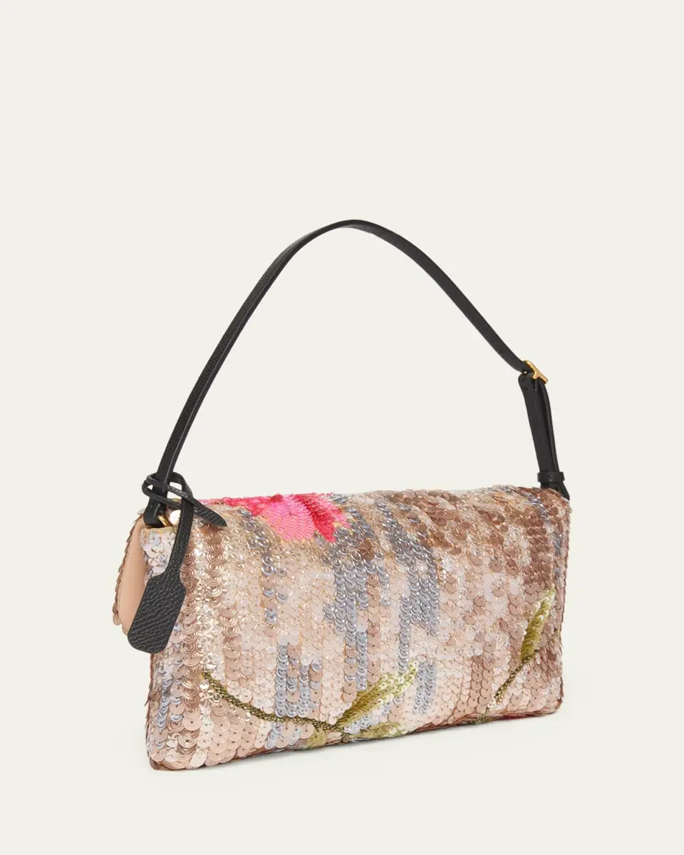 Valentino Garavani Devain Floral Sequin Silk Satin Top-Handle Bag | Thumbnail 2