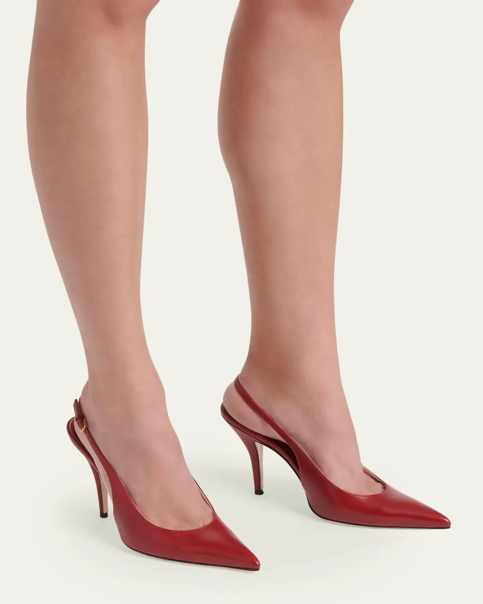 Valentino Garavani 100mm Cuttie Leather Slingback Pumps | Thumbnail 2 Valentino Garavani 100mm Cuttie Leather Slingback Pumps | Thumbnail 2