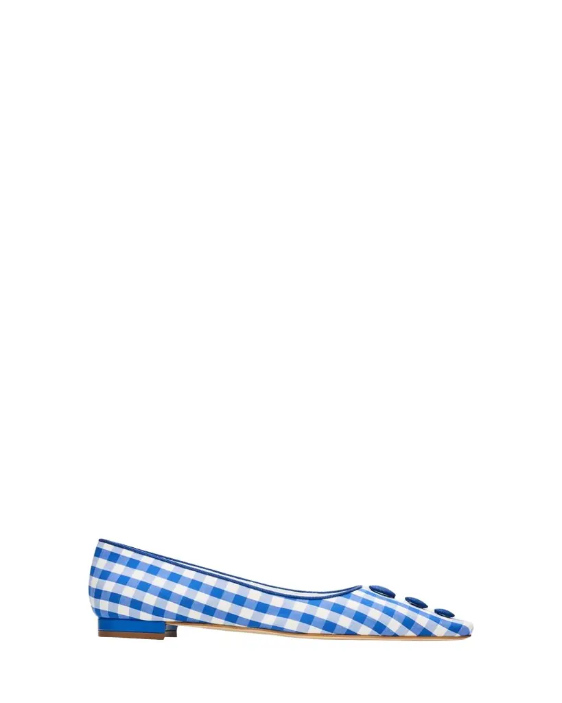 Manolo Blahnik 10mm Alexa Gingham Flat Pumps | Image 1 Manolo Blahnik 10mm Alexa Gingham Flat Pumps | Image 1