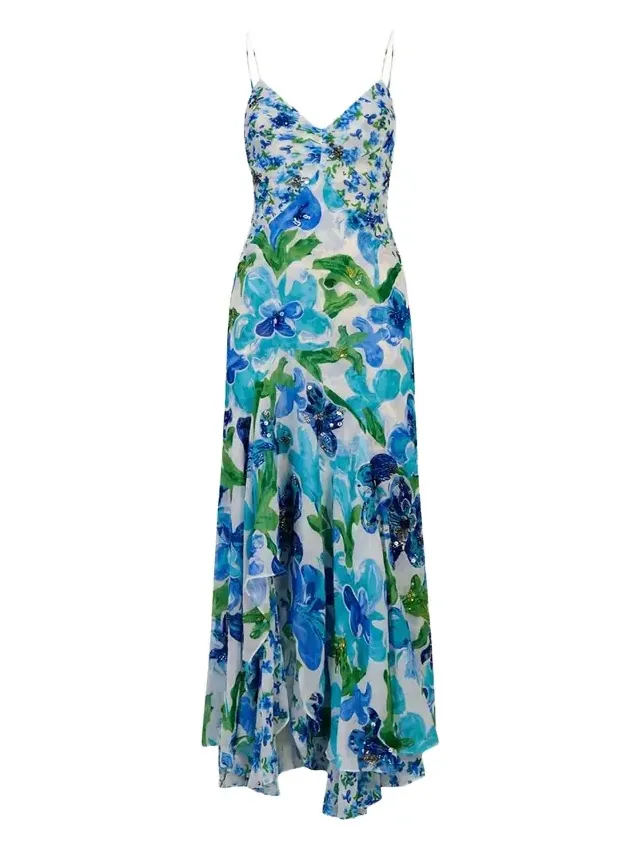 Eileen Beaded Floral-Print Maxi Dress Eileen Beaded Floral-Print Maxi Dress