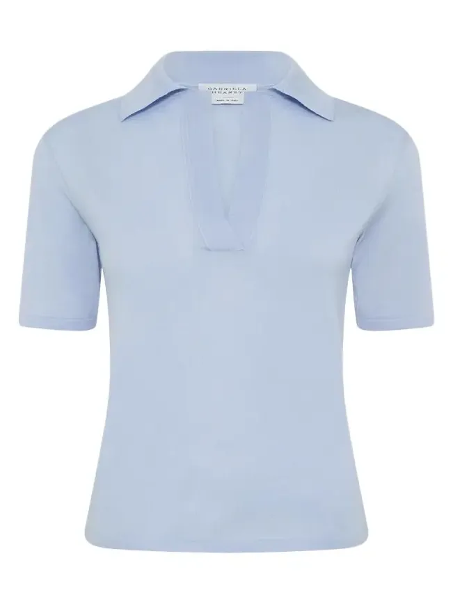 Caius Short-Sleeve Wool-Silk Polo Sweater Caius Short-Sleeve Wool-Silk Polo Sweater