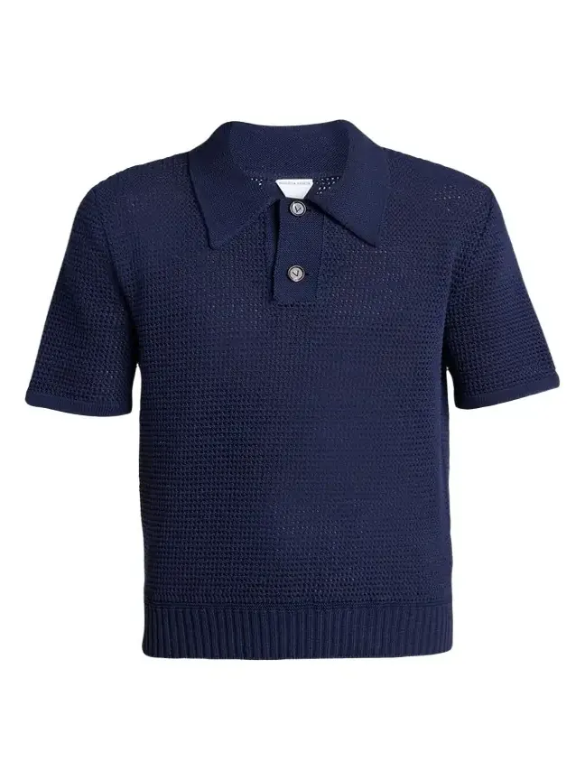 Men's Cotton and Wool Crochet Polo Shirt Men's Cotton and Wool Crochet Polo Shirt