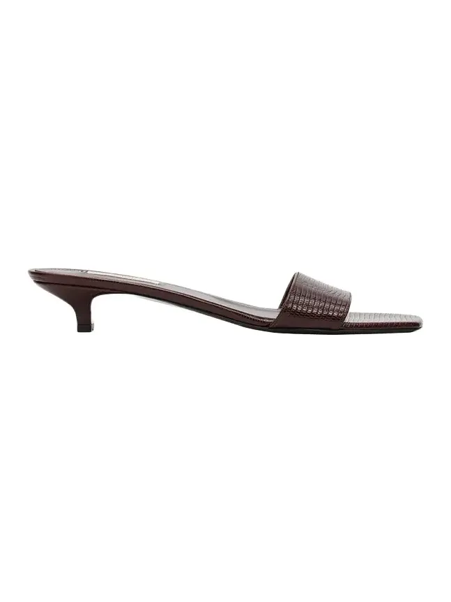 Lizard Leather Kitten-Heel Sandals