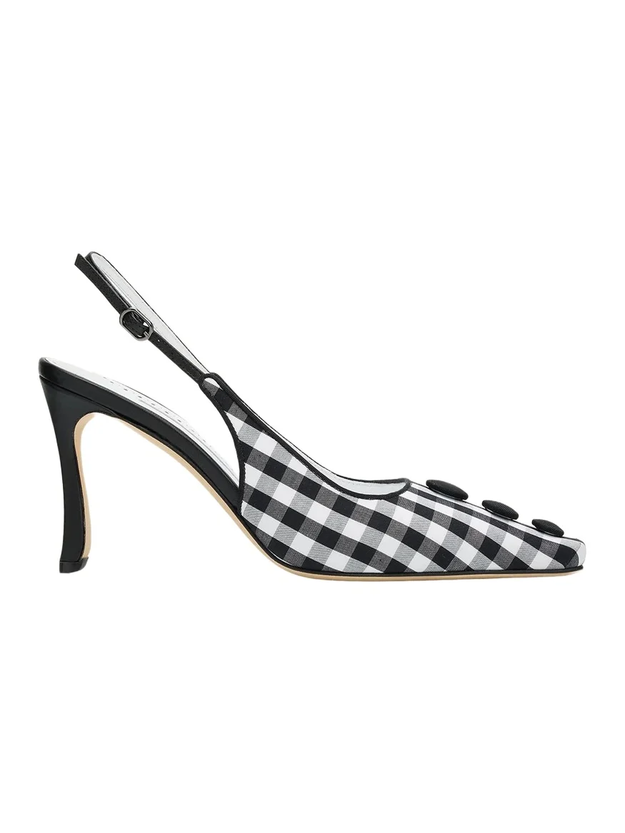 90mm Alexa Gingham Slingback Pumps