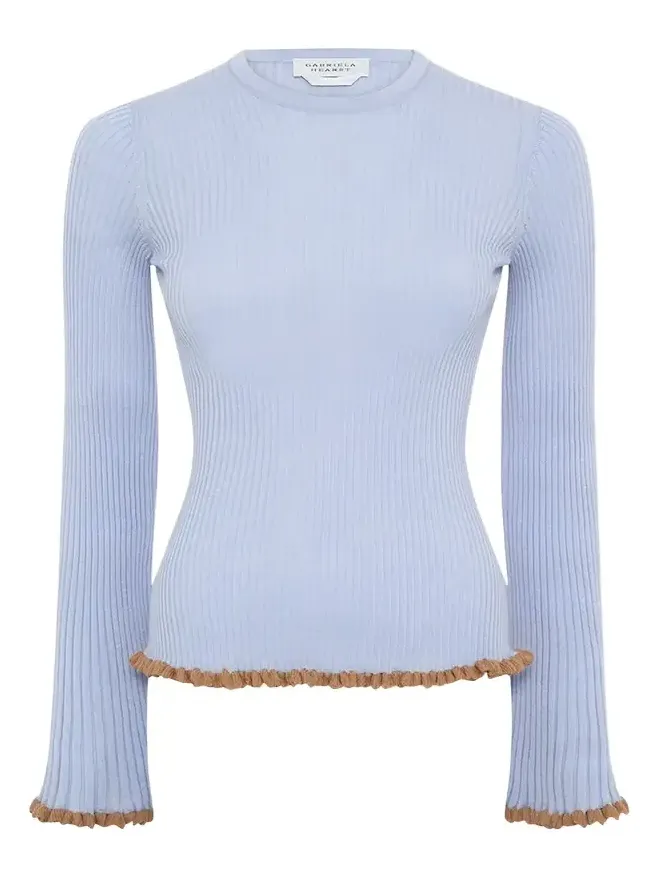 Erya Ruffle-Trim Rib Crewneck Sweater Erya Ruffle-Trim Rib Crewneck Sweater