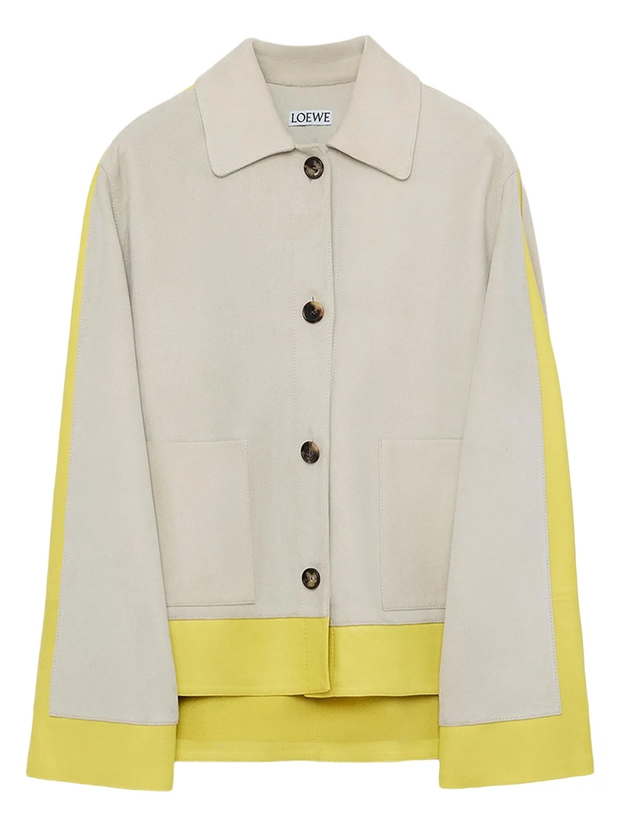 Loewe Turn Up Leather Colorblock Jacket