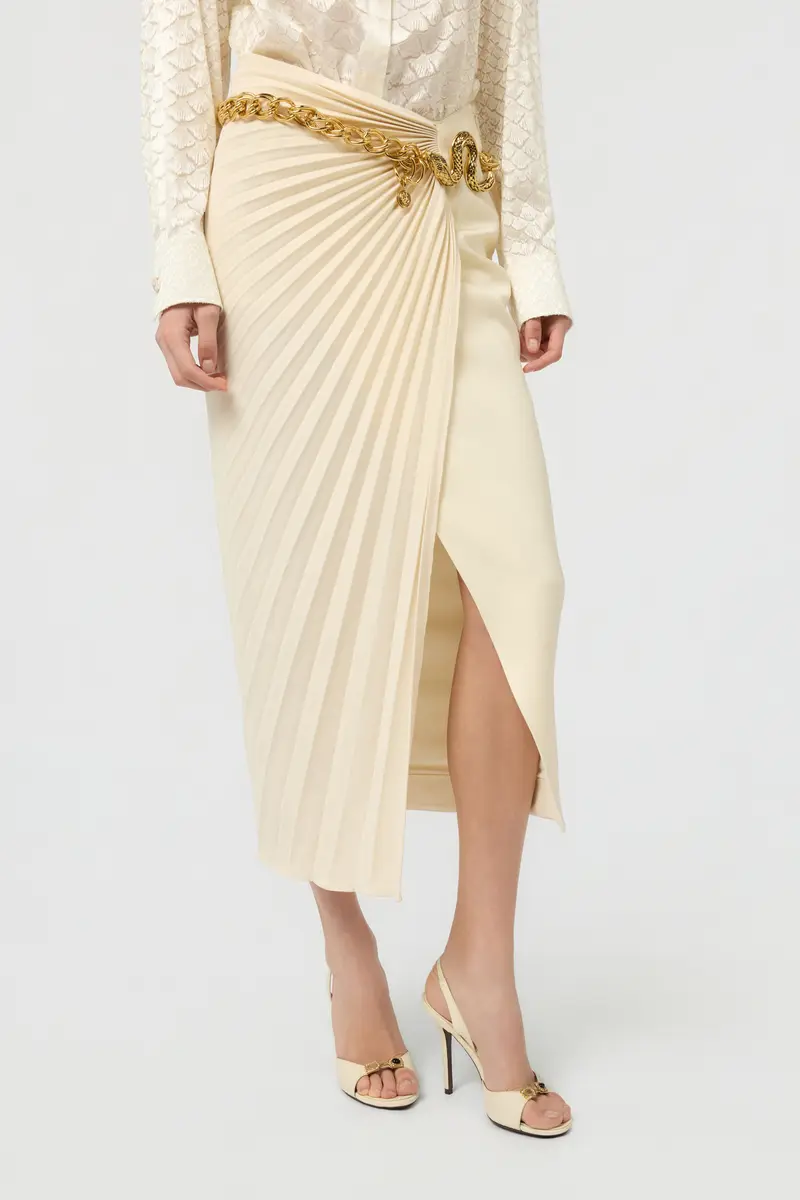 Roberto Cavalli Ivory Midi Pleated Skirt | Thumbnail 2 Roberto Cavalli Ivory Midi Pleated Skirt | Thumbnail 2