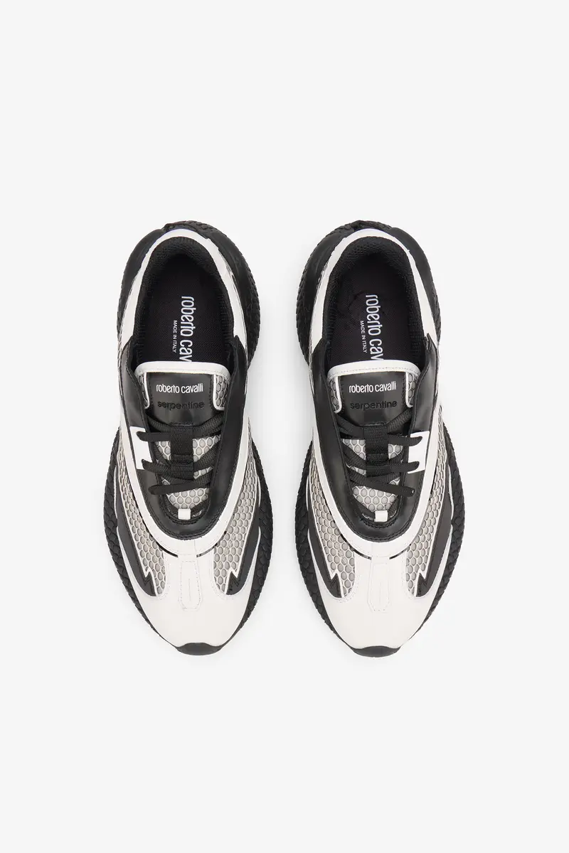 Roberto Cavalli White and Black Chunky Leather Sneakers | Thumbnail 4 Roberto Cavalli White and Black Chunky Leather Sneakers | Thumbnail 4